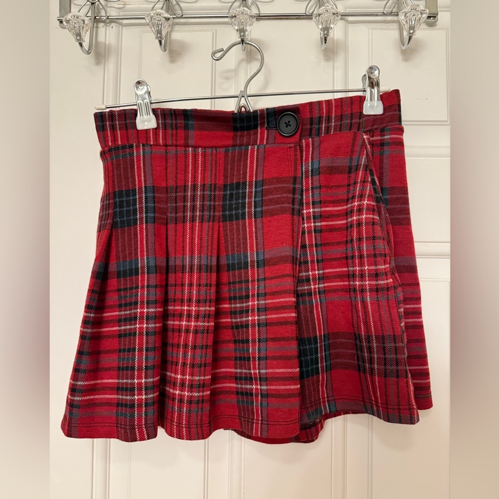 Hollister Red Plaid Mini Skort